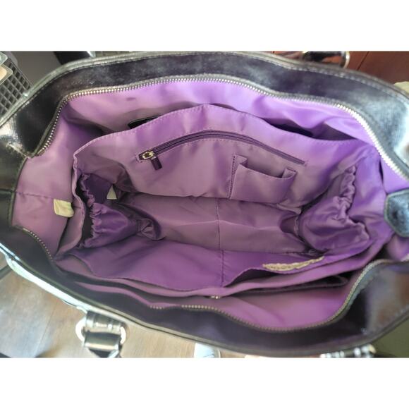 Lily Jade Anna Diaper Bag Black Vegan Leather Purple Lining Rare Discontinued🖤 - Picture 12 of 16